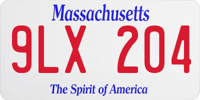 MA license plate 9LX204