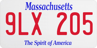 MA license plate 9LX205