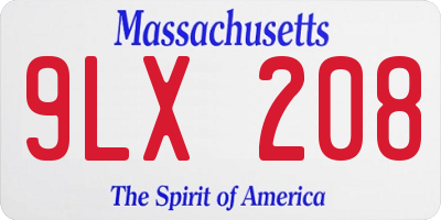 MA license plate 9LX208