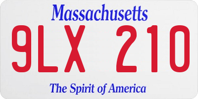 MA license plate 9LX210