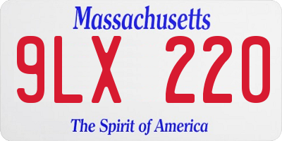 MA license plate 9LX220