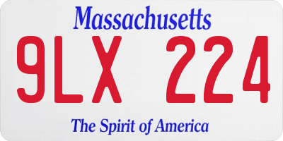 MA license plate 9LX224