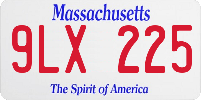MA license plate 9LX225