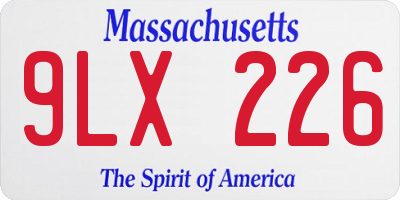 MA license plate 9LX226