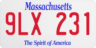 MA license plate 9LX231