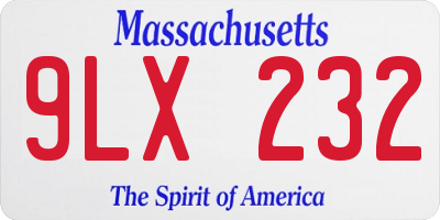 MA license plate 9LX232