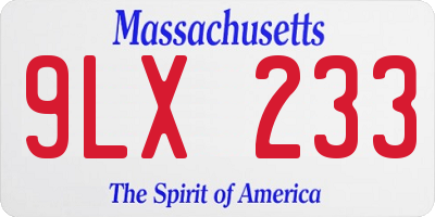 MA license plate 9LX233
