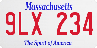 MA license plate 9LX234