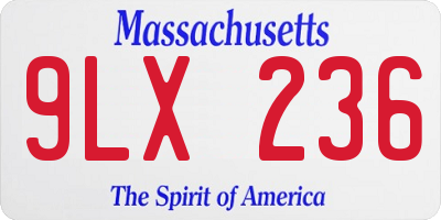 MA license plate 9LX236