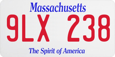 MA license plate 9LX238