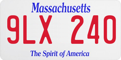 MA license plate 9LX240