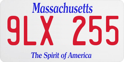 MA license plate 9LX255