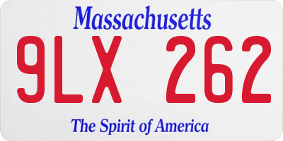 MA license plate 9LX262
