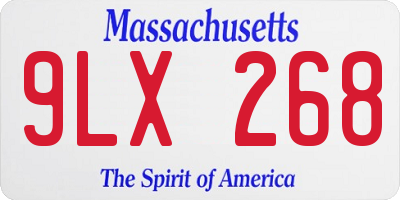 MA license plate 9LX268