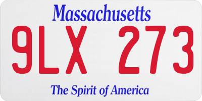 MA license plate 9LX273