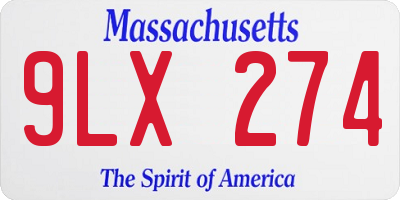 MA license plate 9LX274