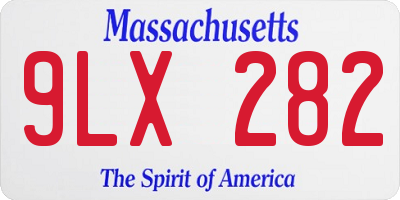 MA license plate 9LX282