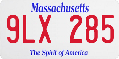 MA license plate 9LX285