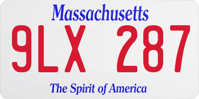 MA license plate 9LX287