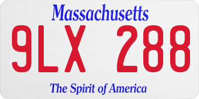 MA license plate 9LX288