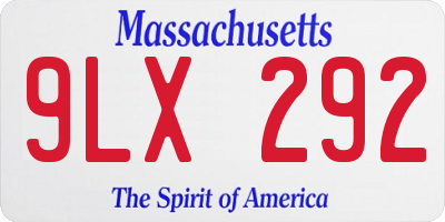 MA license plate 9LX292