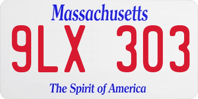 MA license plate 9LX303