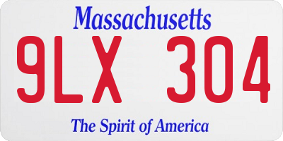 MA license plate 9LX304