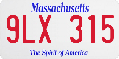 MA license plate 9LX315