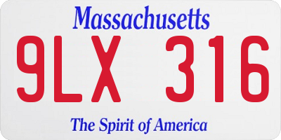 MA license plate 9LX316