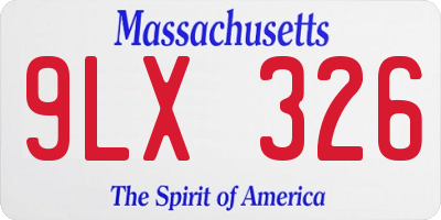 MA license plate 9LX326