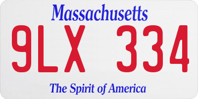 MA license plate 9LX334
