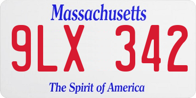 MA license plate 9LX342