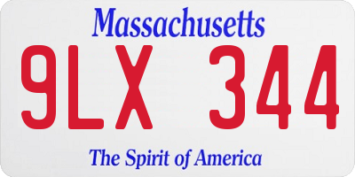 MA license plate 9LX344