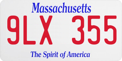 MA license plate 9LX355