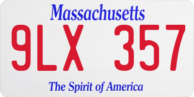 MA license plate 9LX357