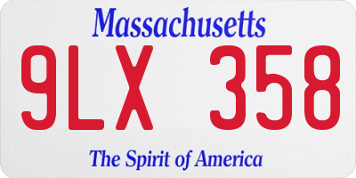 MA license plate 9LX358