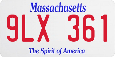 MA license plate 9LX361