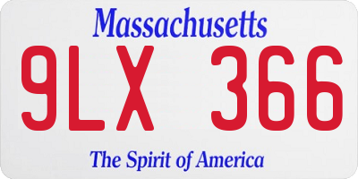 MA license plate 9LX366
