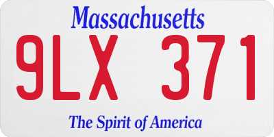 MA license plate 9LX371