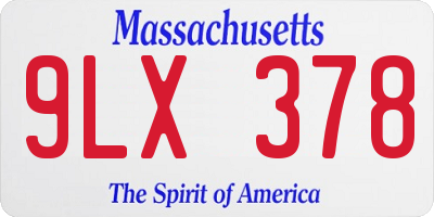 MA license plate 9LX378