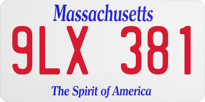 MA license plate 9LX381