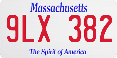 MA license plate 9LX382