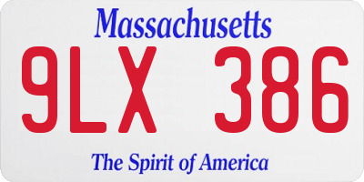 MA license plate 9LX386