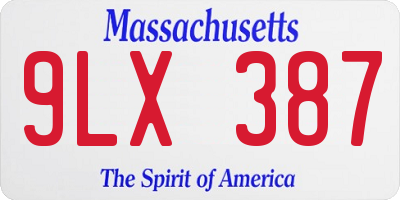 MA license plate 9LX387