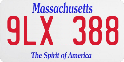 MA license plate 9LX388