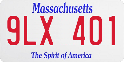 MA license plate 9LX401