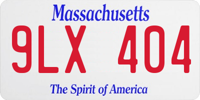 MA license plate 9LX404
