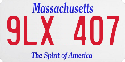 MA license plate 9LX407