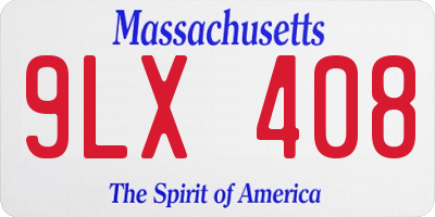 MA license plate 9LX408