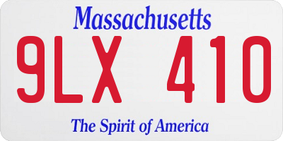 MA license plate 9LX410